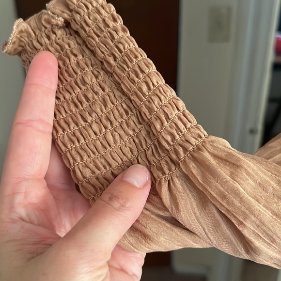 Express camel color, long sleeve button down blouse. Size medium. - Picture 2 of 6